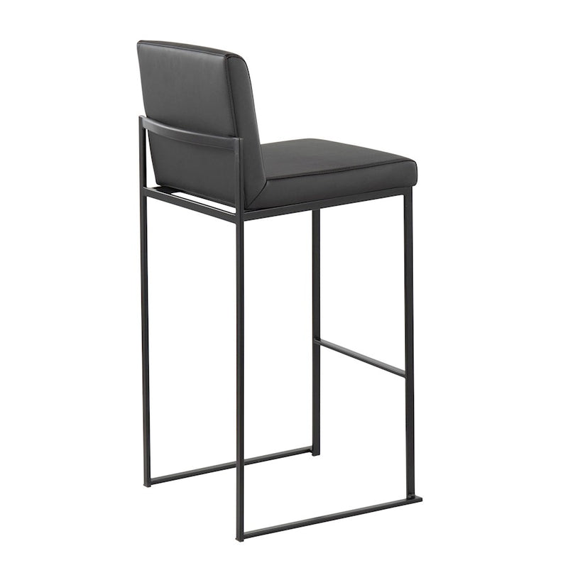 LumiSource Fuji High Back Barstool Set of 2 | Black Steel and Black PU | Kitchen Island & Bar Seating | 40.5in H, 31in Seat | Model B30-FUJIHBBKBK2