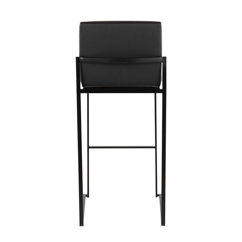 LumiSource Fuji High Back Barstool Set of 2 | Black Steel and Black PU | Kitchen Island & Bar Seating | 40.5in H, 31in Seat | Model B30-FUJIHBBKBK2
