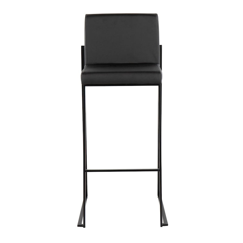 LumiSource Fuji High Back Barstool Set of 2 | Black Steel and Black PU | Kitchen Island & Bar Seating | 40.5in H, 31in Seat | Model B30-FUJIHBBKBK2