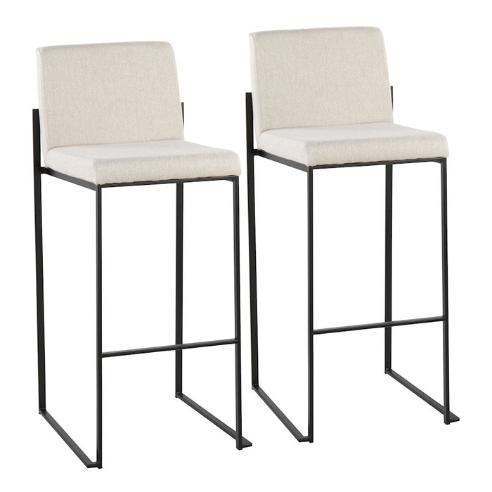 LumiSource Fuji High Back Barstool, Set of 2, Black/Beige - B30-FUJIHBBKFBG2
