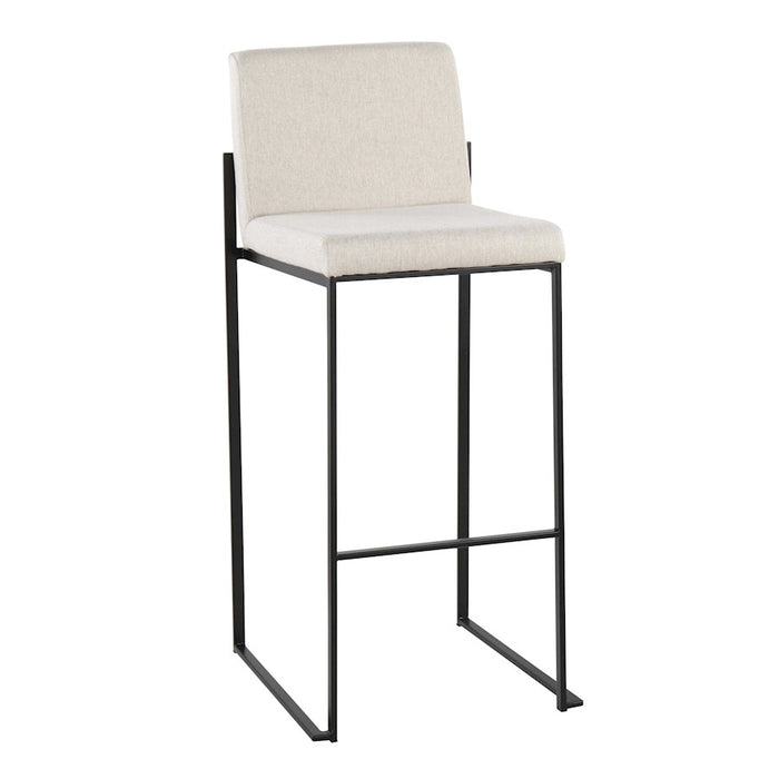 LumiSource Fuji High Back Barstool, Set of 2, Black/Beige