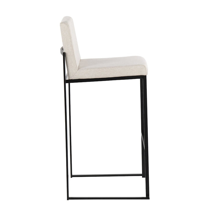 LumiSource Fuji High Back Barstool, Set of 2, Black/Beige