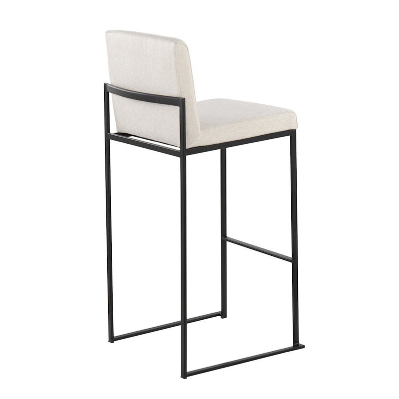 LumiSource Fuji High Back Barstool, Set of 2, Black/Beige