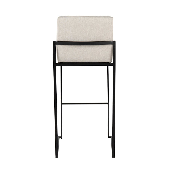 LumiSource Fuji High Back Barstool, Set of 2, Black/Beige