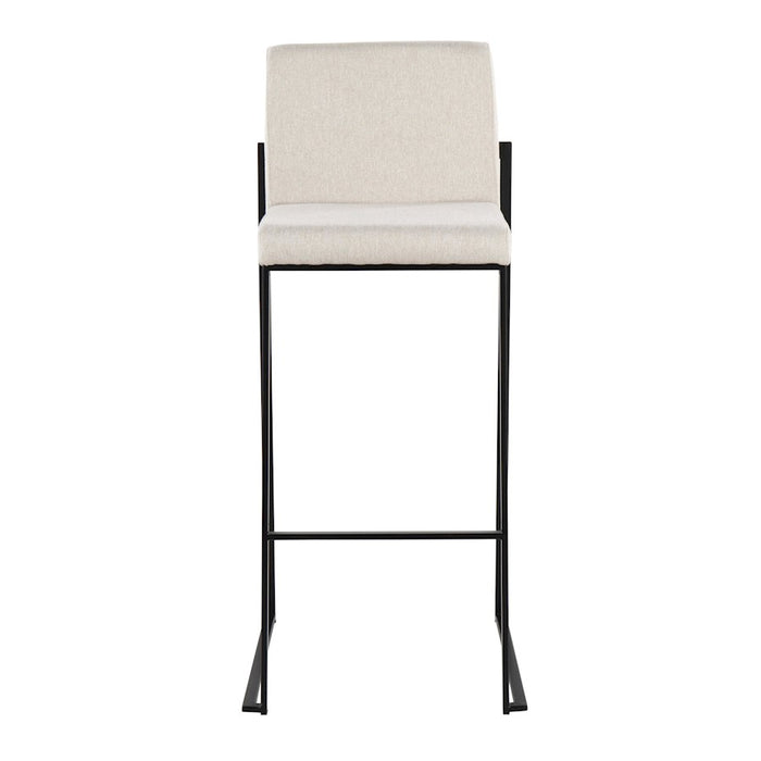 LumiSource Fuji High Back Barstool, Set of 2, Black/Beige