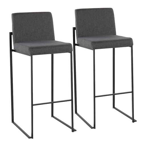 LumiSource Fuji High Back Barstool, Set/2, Black/Charcoal - B30-FUJIHBBKFCHAR2
