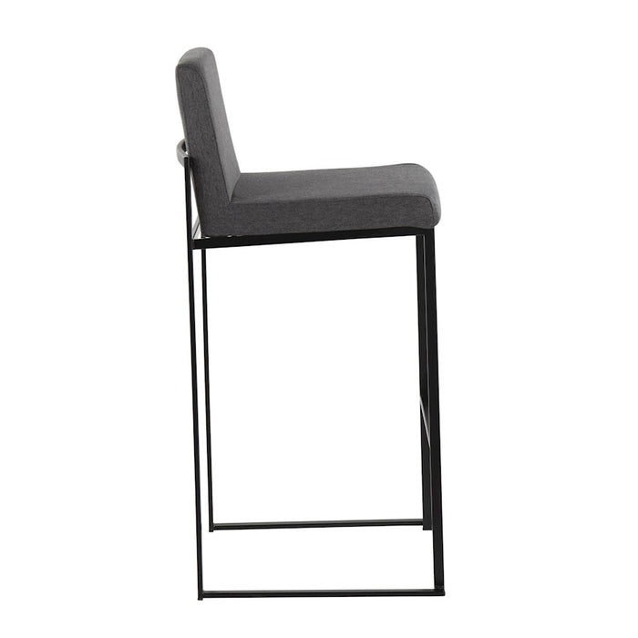 LumiSource Fuji High Back Barstool, Set of 2, Black/Charcoal