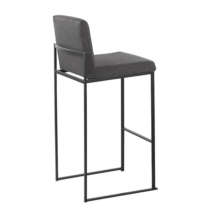 LumiSource Fuji High Back Barstool, Set of 2, Black/Charcoal