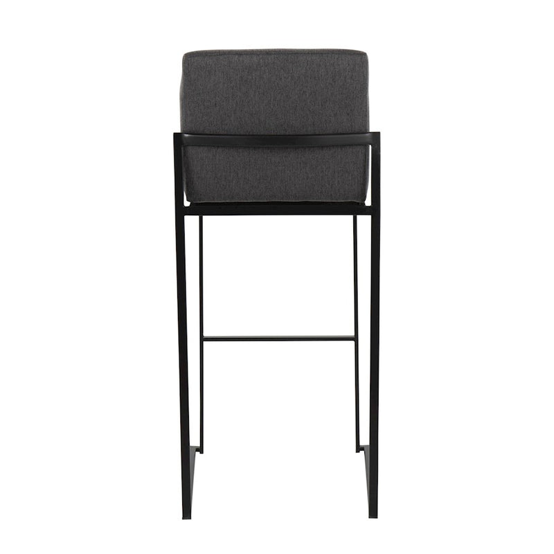 LumiSource Fuji High Back Barstool, Set of 2, Black/Charcoal
