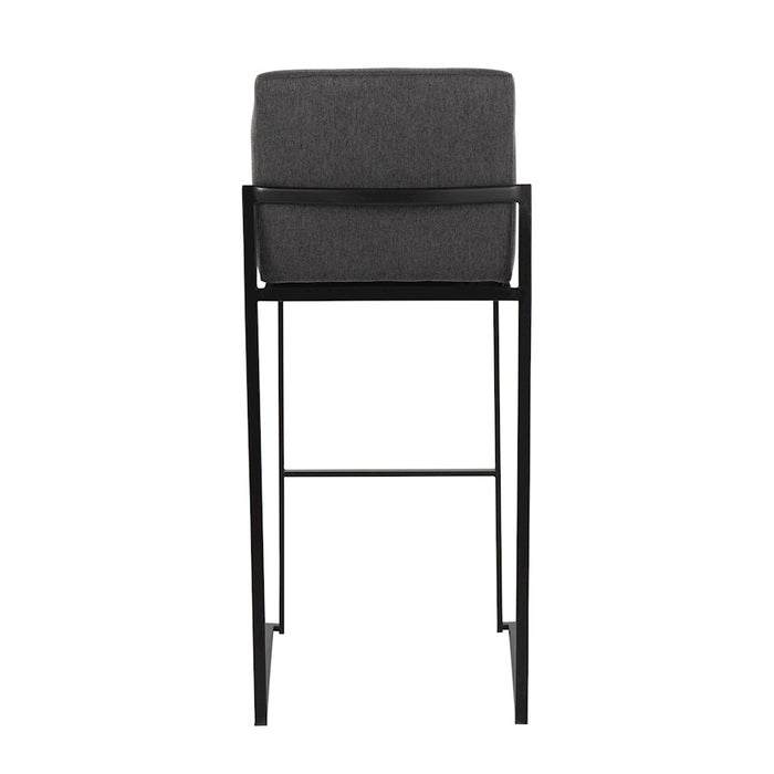 LumiSource Fuji High Back Barstool, Set of 2, Black/Charcoal