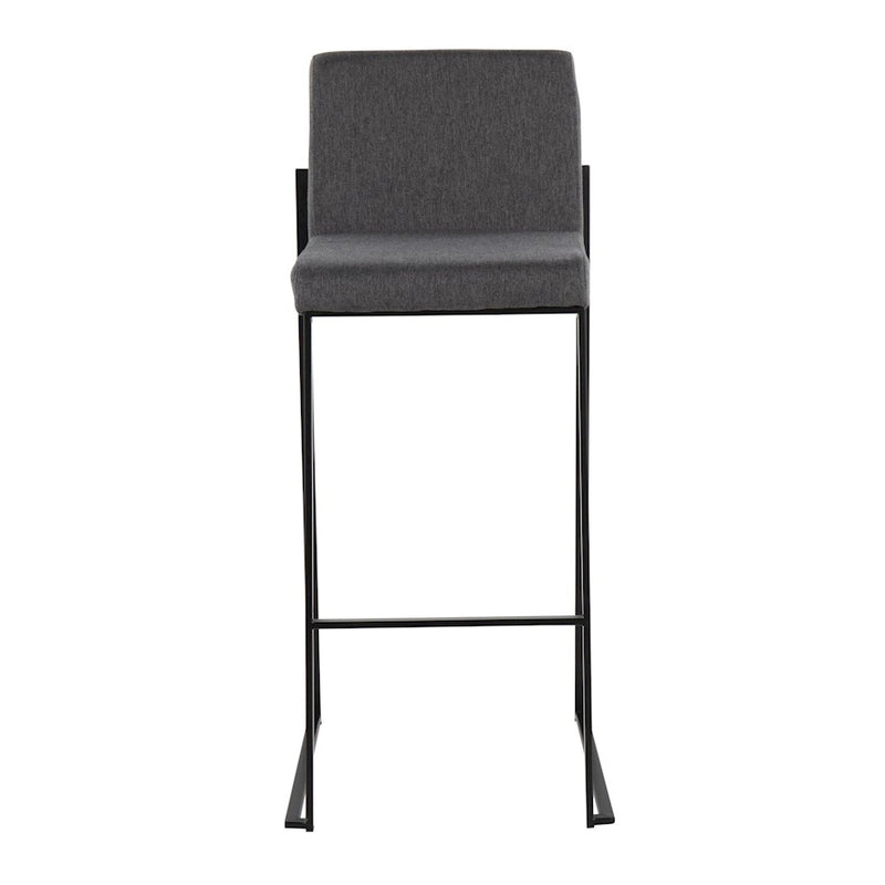LumiSource Fuji High Back Barstool Set of 2 | Contemporary Black Steel and Charcoal Fabric | Kitchen Island & Home Bar | Model B30-FUJIHBBKFCHAR2