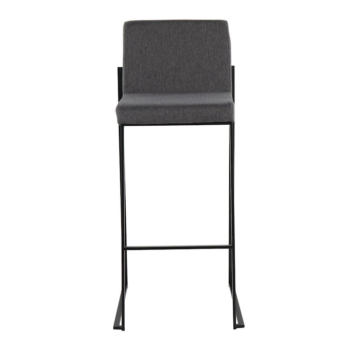 LumiSource Fuji High Back Barstool, Set of 2, Black/Charcoal