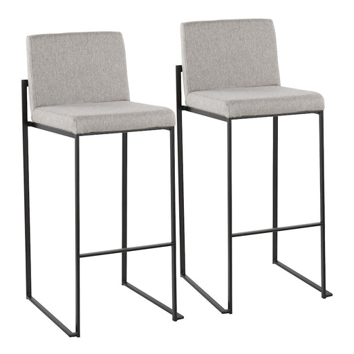 LumiSource Fuji High Back Barstool, Set of 2, Black/Grey - B30-FUJIHBBKFGY2