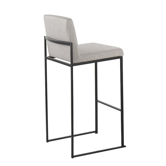 LumiSource Fuji High Back Barstool, Set of 2, Black/Grey