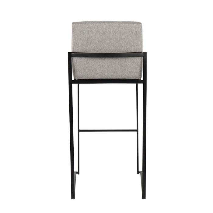 LumiSource Fuji High Back Barstool, Set of 2, Black/Grey