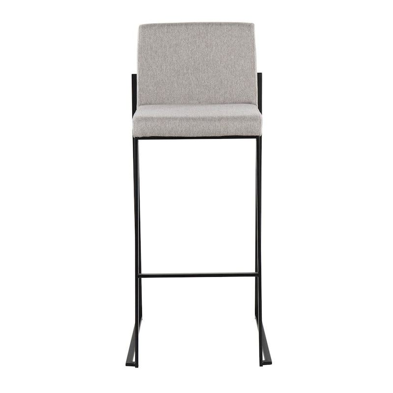 LumiSource Fuji High Back Barstool Set of 2 | Contemporary Black Steel and Grey Fabric | Kitchen Island & Home Bar Seating | Model B30-FUJIHBBKFGY2