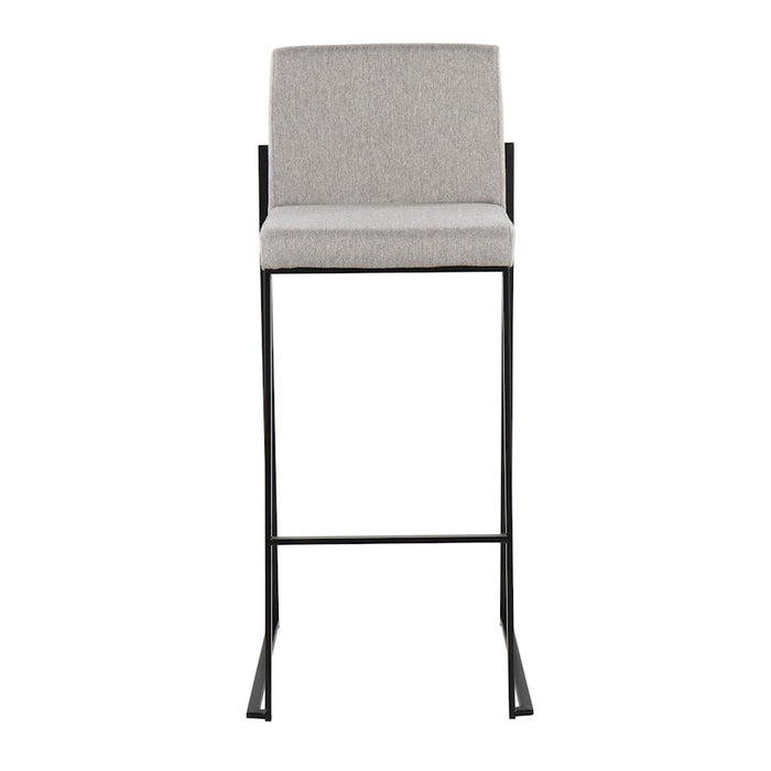 LumiSource Fuji High Back Barstool, Set of 2, Black/Grey