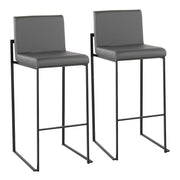 LumiSource Fuji High Back Barstool, Set of 2, Black Steel/Grey - B30-FUJIHBBKGY2