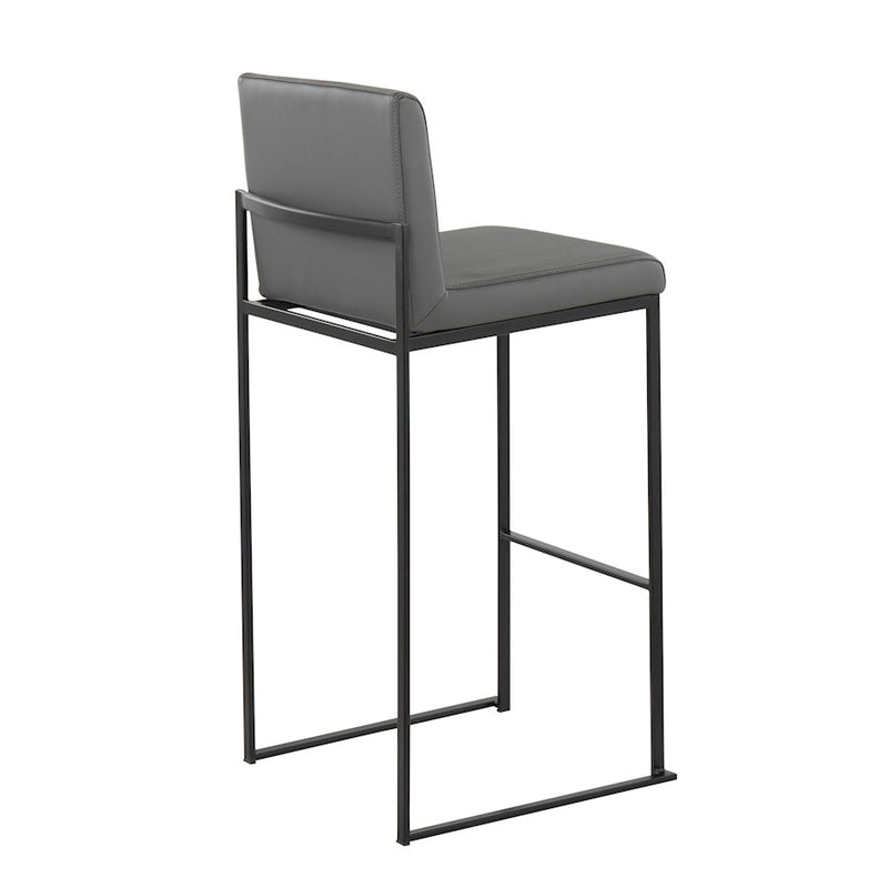 LumiSource Fuji High Back Barstool, Set of 2, Black Steel/Grey