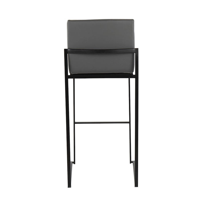 LumiSource Fuji High Back Barstool, Set of 2, Black Steel/Grey