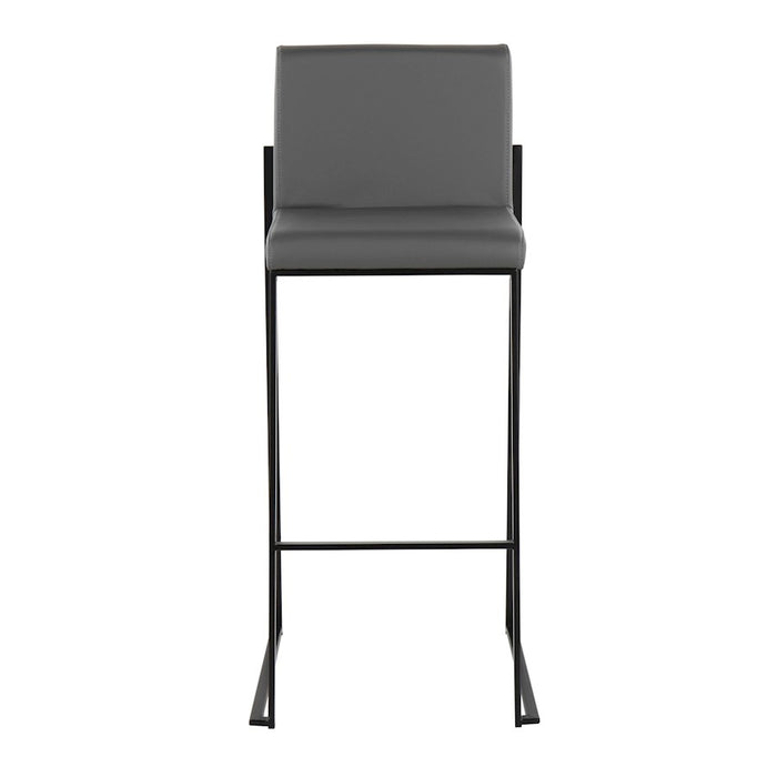 LumiSource Fuji High Back Barstool, Set of 2, Black Steel/Grey