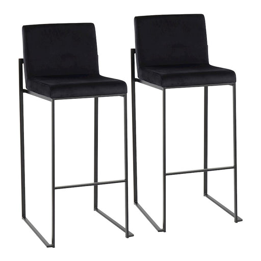 LumiSource Fuji High Back Barstool, Set/2, Black/Black Velvet - B30-FUJIHBBKVBK2