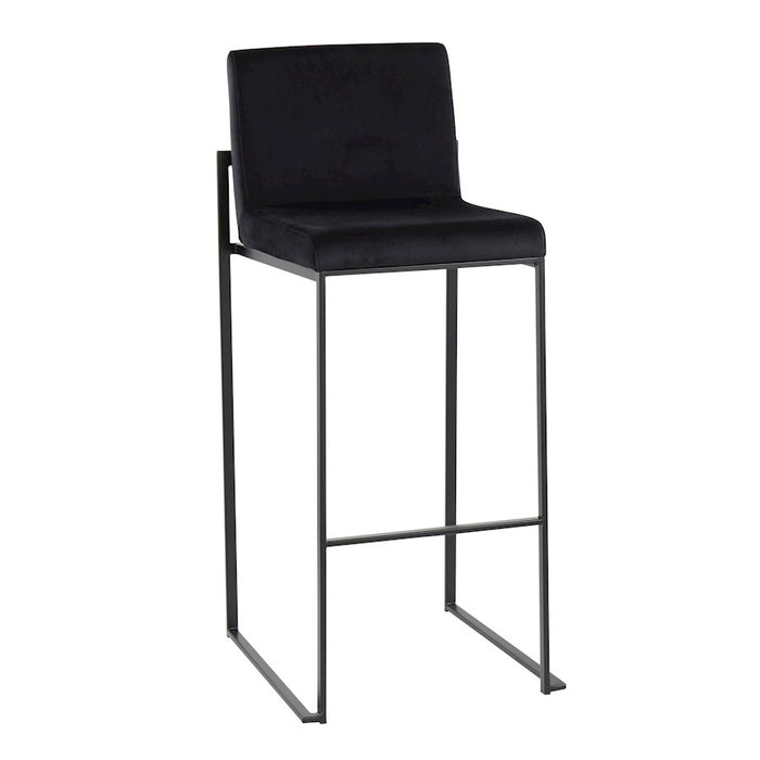 LumiSource Fuji High Back Barstool, Set of 2, Black/Black Velvet