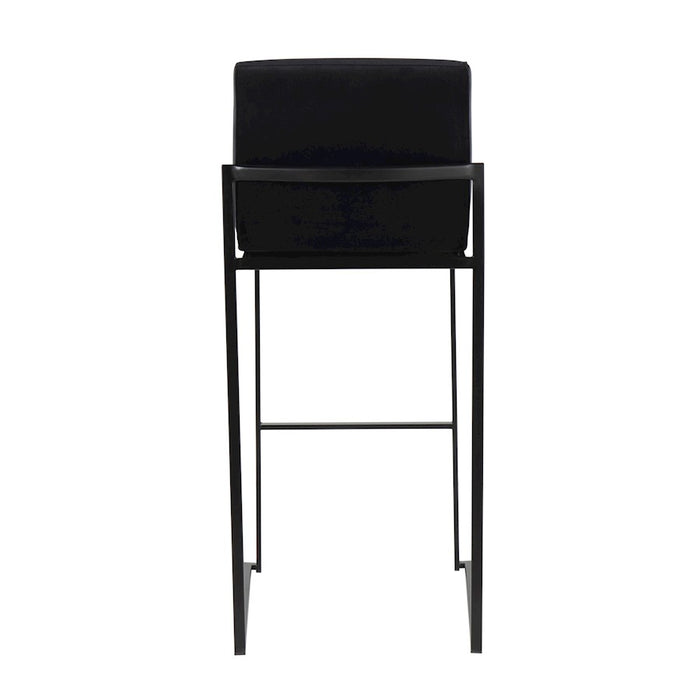 LumiSource Fuji High Back Barstool, Set of 2, Black/Black Velvet