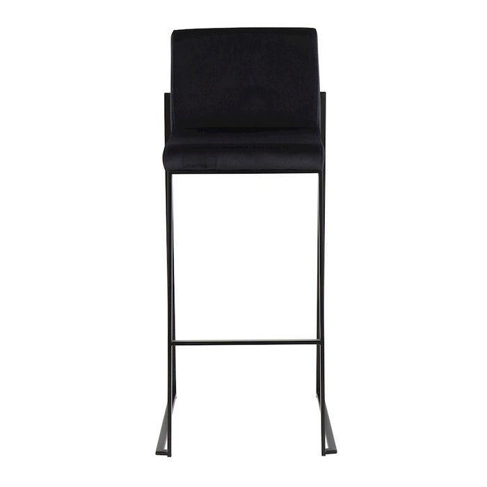 LumiSource Fuji High Back Barstool, Set of 2, Black/Black Velvet