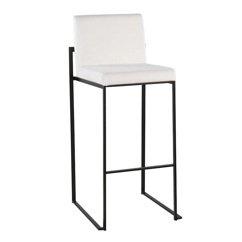 LumiSource Fuji High Back Barstool Set of 2 | Black Steel Frame and White Velvet Upholstery | Kitchen Island & Home Bar | Model B30-FUJIHBBKVW2