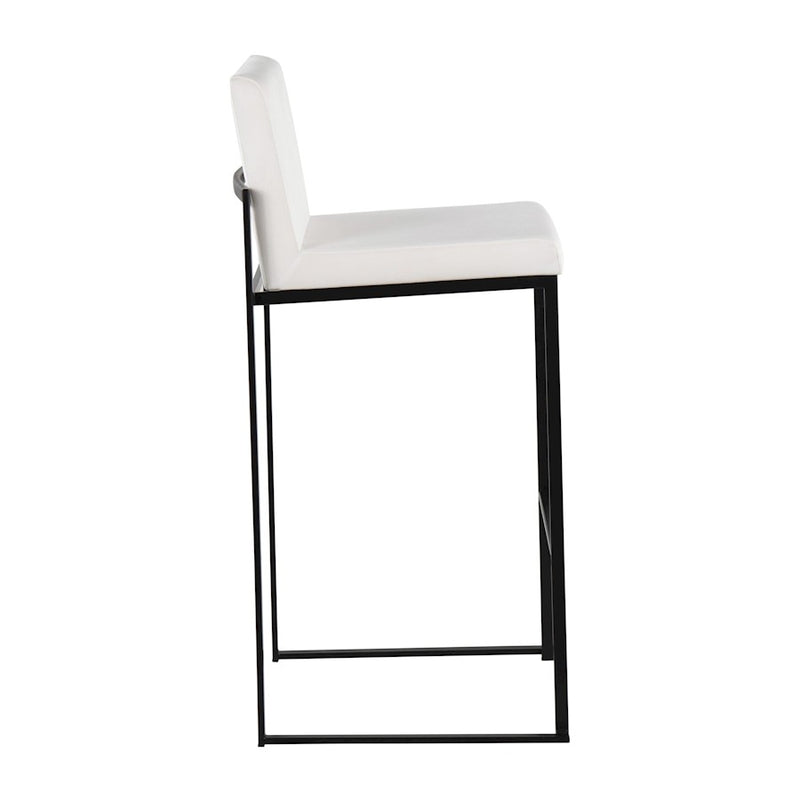LumiSource Fuji High Back Barstool, Set of 2, Black/White