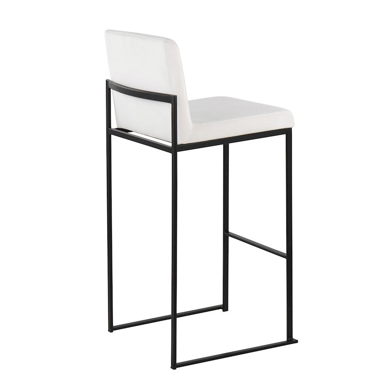 LumiSource Fuji High Back Barstool, Set of 2, Black/White