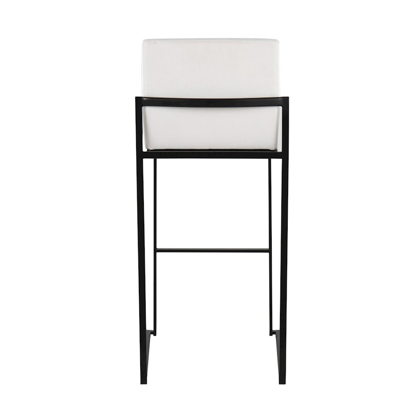 LumiSource Fuji High Back Barstool, Set of 2, Black/White