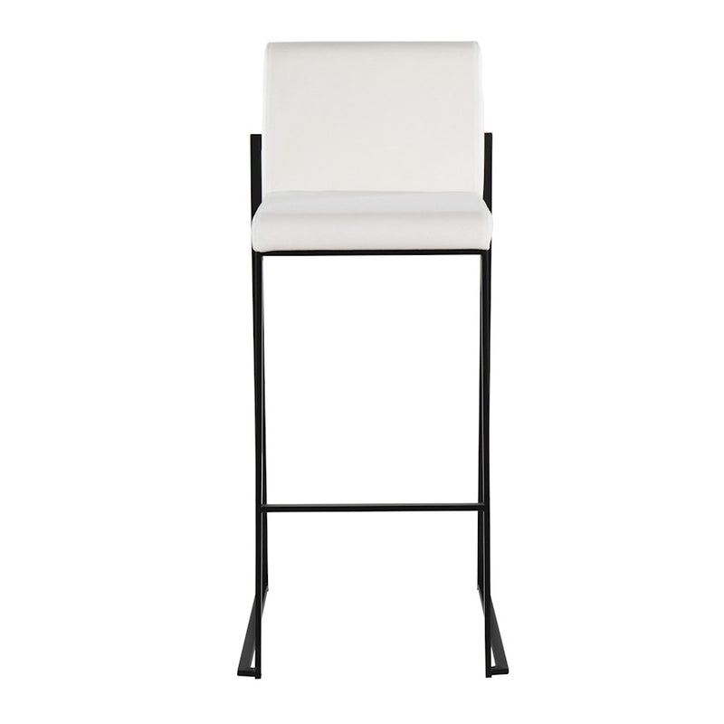 LumiSource Fuji High Back Barstool Set of 2 | Black Steel Frame and White Velvet Upholstery | Kitchen Island & Home Bar | Model B30-FUJIHBBKVW2