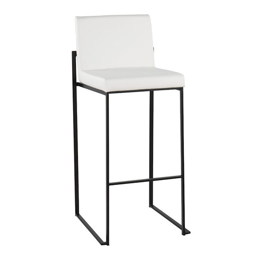 LumiSource Fuji High Back Barstool, Set of 2, Black Steel/White