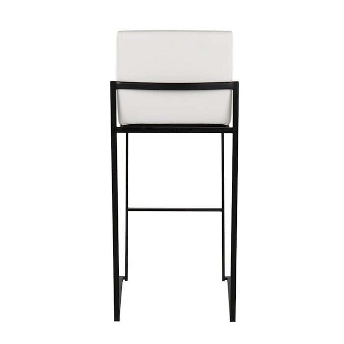LumiSource Fuji High Back Barstool, Set of 2, Black Steel/White