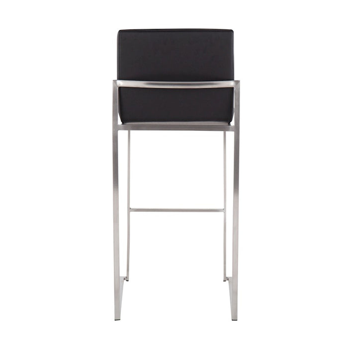 LumiSource Fuji High Back Barstool, Set of 2, Stainless/Black