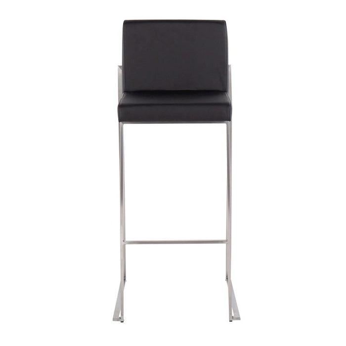 LumiSource Fuji High Back Barstool, Set of 2, Stainless/Black