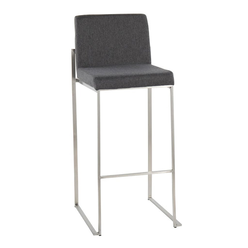 LumiSource Fuji High Back Barstool, Set of 2, Steel/Charcoal