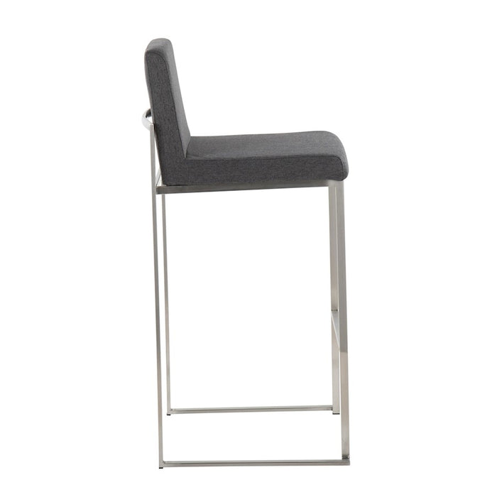 LumiSource Fuji High Back Barstool, Set of 2, Steel/Charcoal
