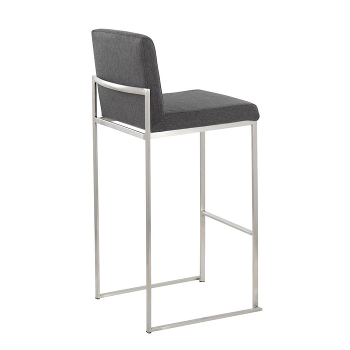 LumiSource Fuji High Back Barstool, Set of 2, Steel/Charcoal
