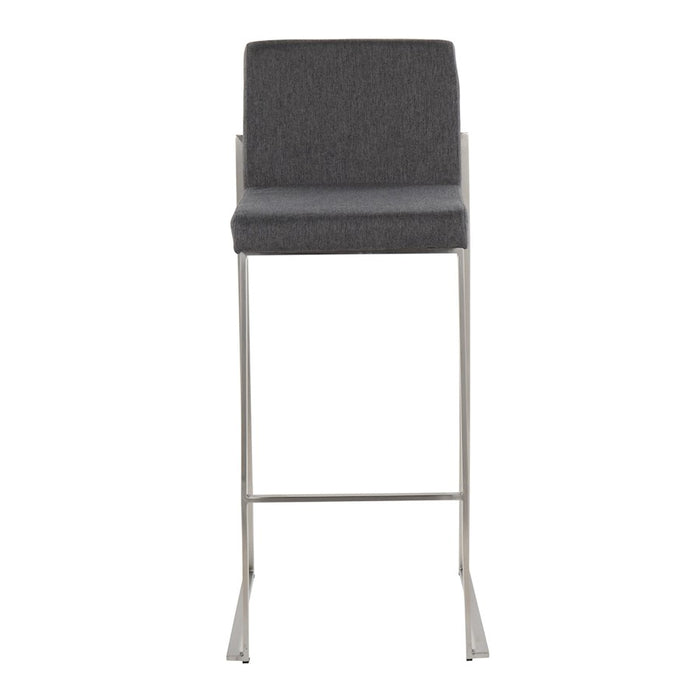 LumiSource Fuji High Back Barstool, Set of 2, Steel/Charcoal
