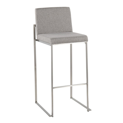 LumiSource Fuji High Back Barstool, Set of 2, SS/GY Fabric