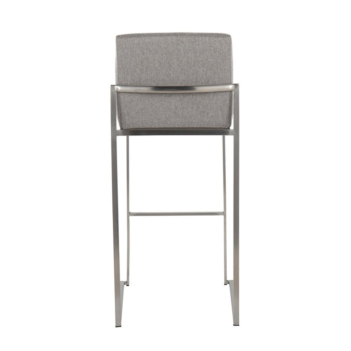 LumiSource Fuji High Back Barstool, Set of 2, SS/GY Fabric