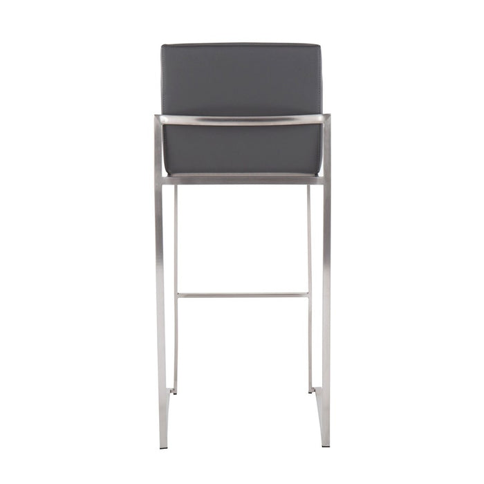 LumiSource Fuji High Back Barstool, Set of 2, Stainless/Grey