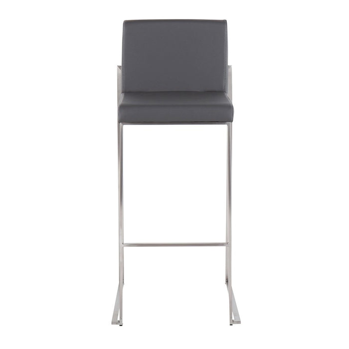 LumiSource Fuji High Back Barstool, Set of 2, Stainless/Grey
