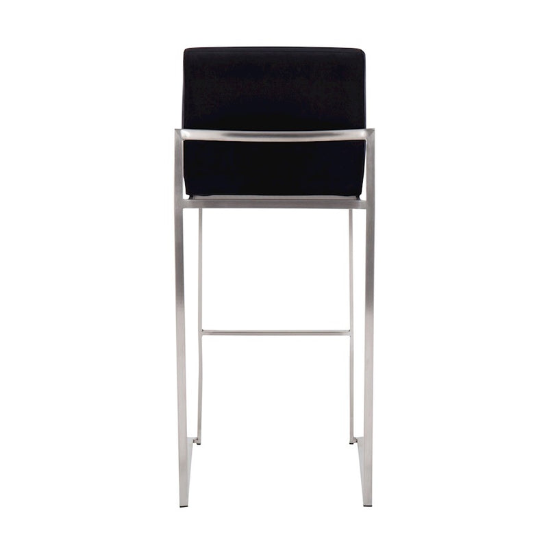 LumiSource Fuji High Back Barstool Set/2 | Contemporary Black Velvet on Brushed Stainless Steel | Kitchen Island & Bar | Model B30-FUJIHBSSVBK2