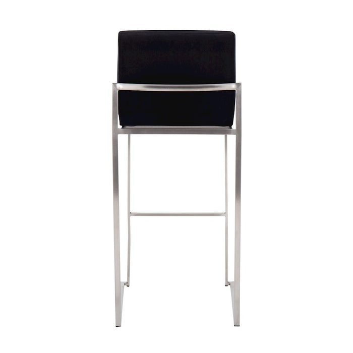 LumiSource Fuji High Back Barstool, Set of 2, SS/Black Velvet