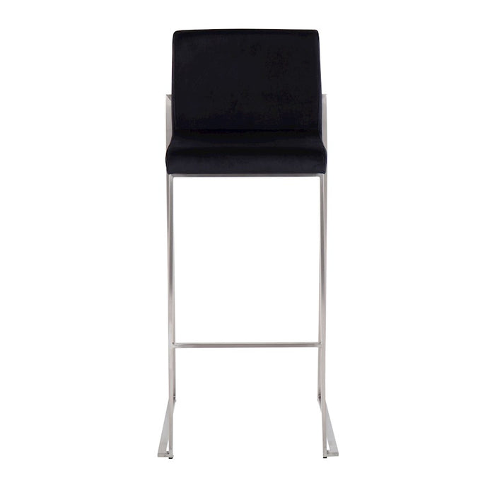 LumiSource Fuji High Back Barstool, Set of 2, SS/Black Velvet