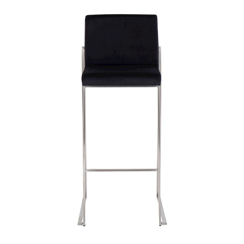 LumiSource Fuji High Back Barstool Set/2 | Contemporary Black Velvet on Brushed Stainless Steel | Kitchen Island & Bar | Model B30-FUJIHBSSVBK2